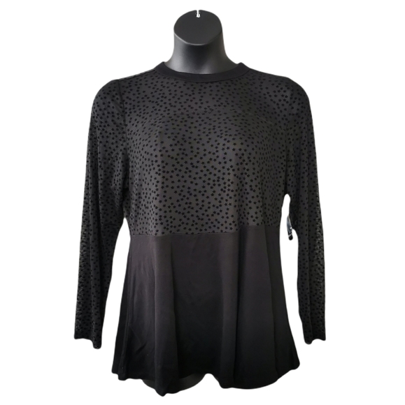 SIZE 2 18/20 TORRID Black Sheer Dress Top, Long-Sleeve NWT - Picture 2 of 8